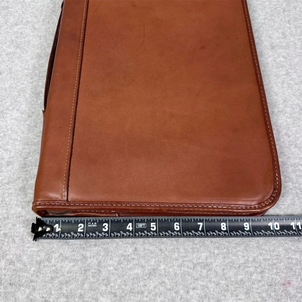 Vintage Brown Leather Portfolio Briefcase Document Case Top Handle Zip Closure